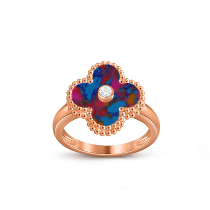 [Garvey]LUCKY CLOVER DIAMOND-ACCENT ROSE GOLD RING COLLECTION