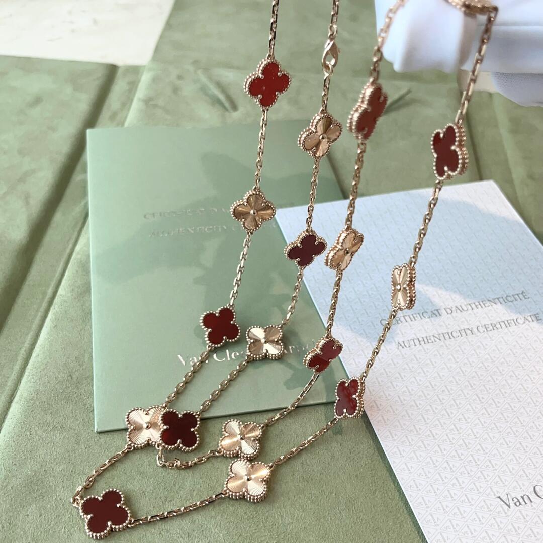 [Garvey ]CLOVER 20 MOTIFS LASER CARNELIAN NECKLACE