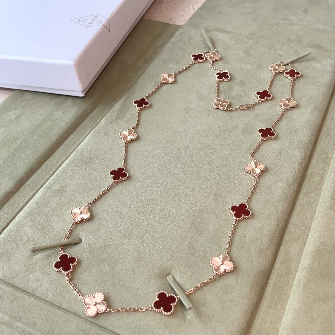 [Garvey ]CLOVER 20 MOTIFS LASER CARNELIAN NECKLACE