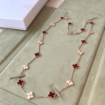 [Garvey ]CLOVER 20 MOTIFS LASER CARNELIAN NECKLACE