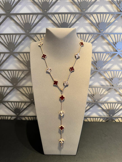 [Garvey ]CLOVER 20 MOTIFS LASER CARNELIAN NECKLACE