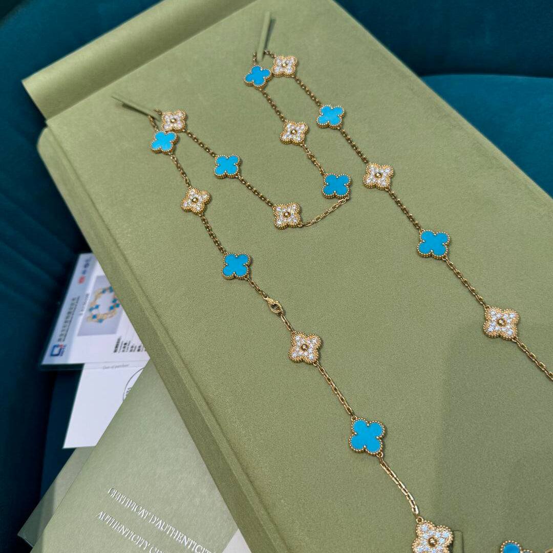 [Garvey ]CLOVER 20 MOTIFS TURQUOISE DIAMOND NECKLACE