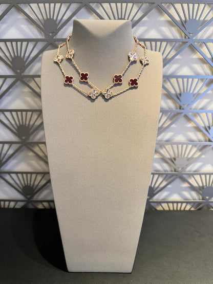 [Garvey ]CLOVER 20 MOTIFS LASER CARNELIAN NECKLACE