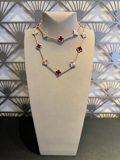 [Garvey ]CLOVER 20 MOTIFS LASER CARNELIAN NECKLACE