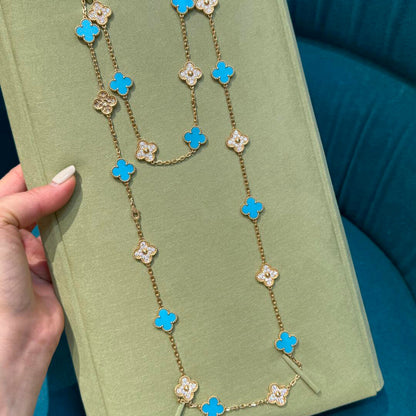 [Garvey ]CLOVER 20 MOTIFS TURQUOISE DIAMOND NECKLACE