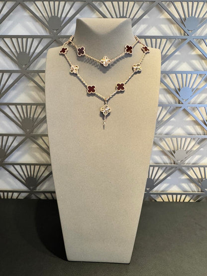 [Garvey ]CLOVER 20 MOTIFS LASER CARNELIAN NECKLACE