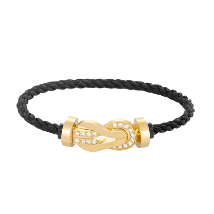 [Garvey]LARGE 8-FIGURE BUCKLE HALF DIAMOND BRACELET - GOLD