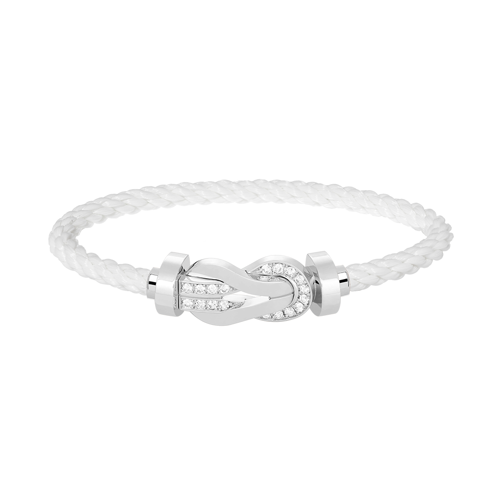 [Garvey]LARGE 8-FIGURE BUCKLE HALF DIAMOND BRACELET - WHITE GOLD