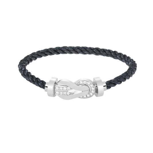 [Garvey]LARGE 8-FIGURE BUCKLE HALF DIAMOND BRACELET - WHITE GOLD