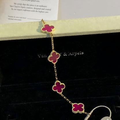 [Garvey]NEW CLOVER 5 MOTIFS PINK ENAMEL BRACELET