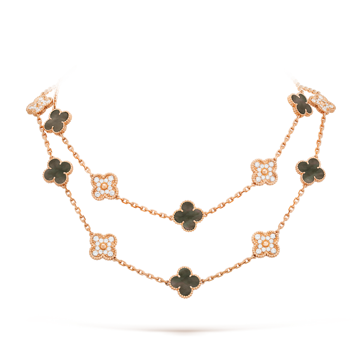 [Garvey ]CLOVER 20 MOTIFS DARK MOP DIAMOND  NECKLACE