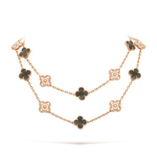 [Garvey ]CLOVER 20 MOTIFS DARK MOP DIAMOND  NECKLACE
