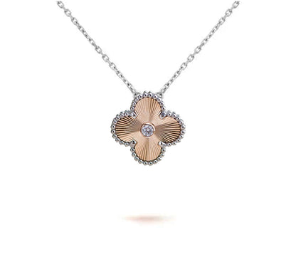 [Garvey]15MM CLOVER FLOWER PENDANT NECKLACE WHITE GOLD COLLECTION
