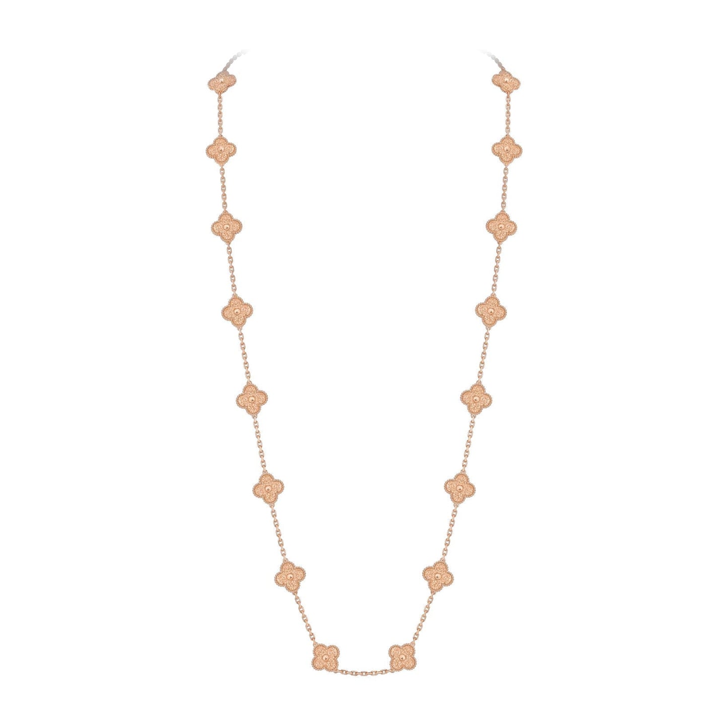 [Garvey]CLASSIC 20-MOTIF LUCKY CLOVER LONG NECKLACE ROSE GOLD COLLECTION