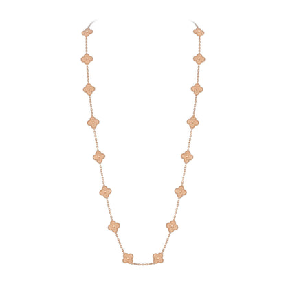 [Garvey]CLASSIC 20-MOTIF LUCKY CLOVER LONG NECKLACE ROSE GOLD COLLECTION