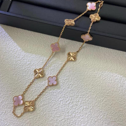 [Garvey ]CLOVER 10 MOTIFS  LASER PINK MOP NECKLACE