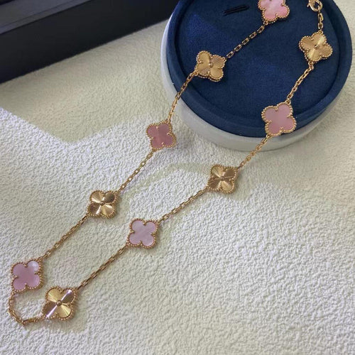 [Garvey ]CLOVER 10 MOTIFS  LASER PINK MOP NECKLACE