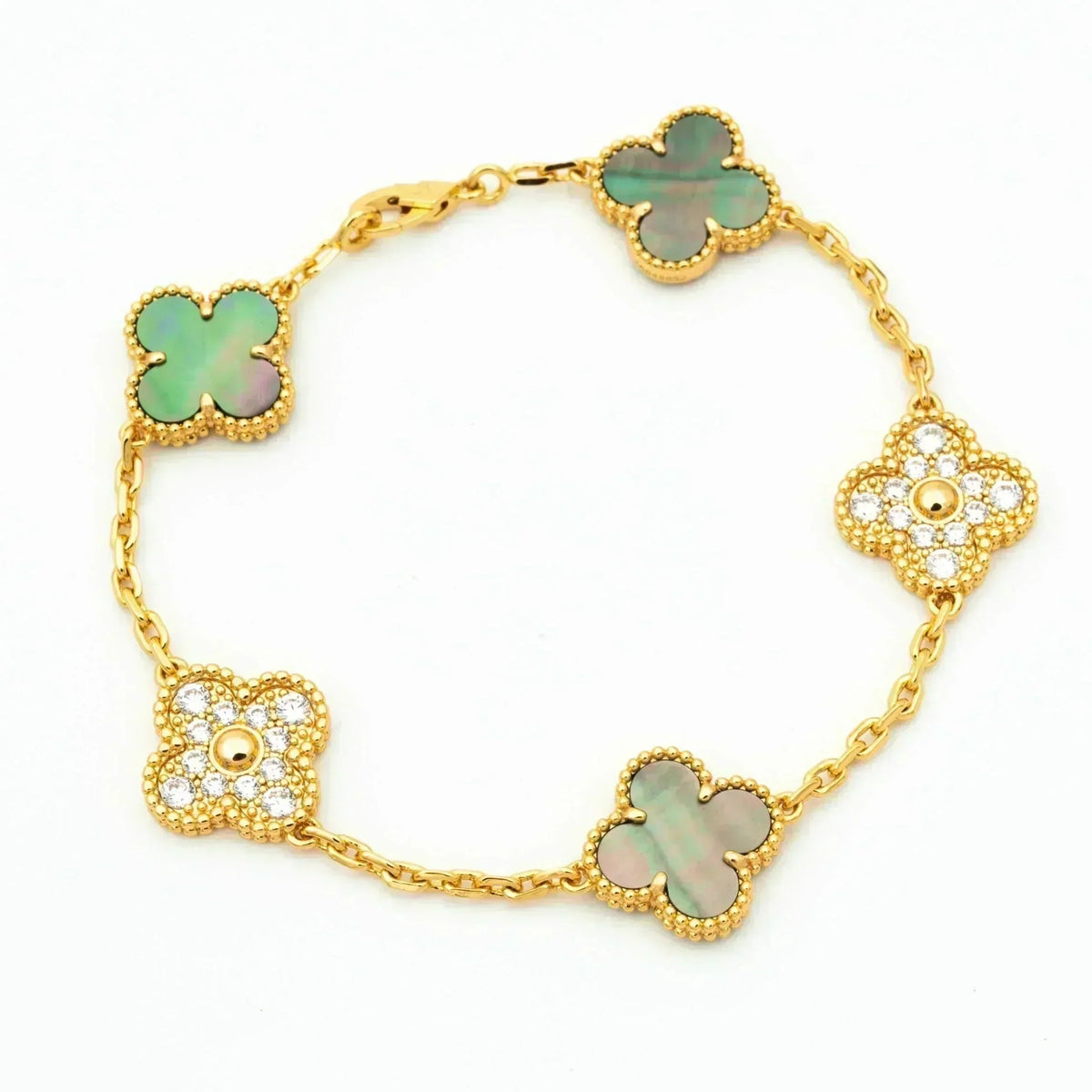 [Garvey ] CLOVER 5 MOTIF GRAY MOP BRACELET COLLECTION