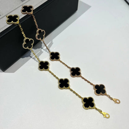 [Garvey]LUCKY CLOVER 5-MOTIF BRACELET - BLACK OXNY COLLECTION