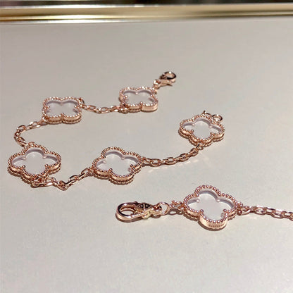 [Garvey ]CLOVER 5 MOTIF ROCK CRYSTAL BRACELET