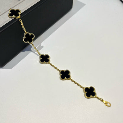 [Garvey]LUCKY CLOVER 5-MOTIF BRACELET - BLACK OXNY COLLECTION