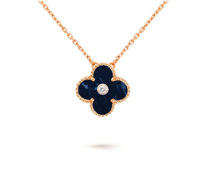 [Garvey]15MM CLOVER FLOWER DIAMOND PENDANT NECKLACE COLLECTION