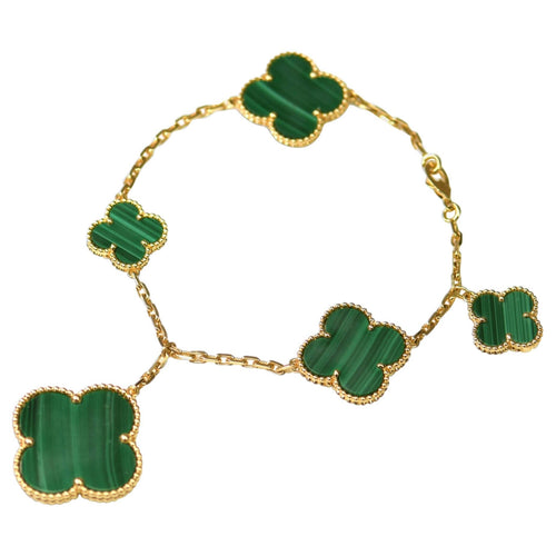 [Garvey ]MAGIC CLOVER MALACHITE GOLD BRACELET 5 MOTIFS