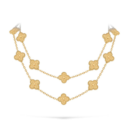 [Garvey]CLASSIC 20-MOTIF LUCKY CLOVER LONG NECKLACE GOLD COLLECTION
