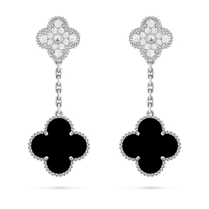 [Garvey]CLOVER DUAL-MOTIF STATEMENT STUD EARRINGS - DOUBLE-CHARM COLLECTION