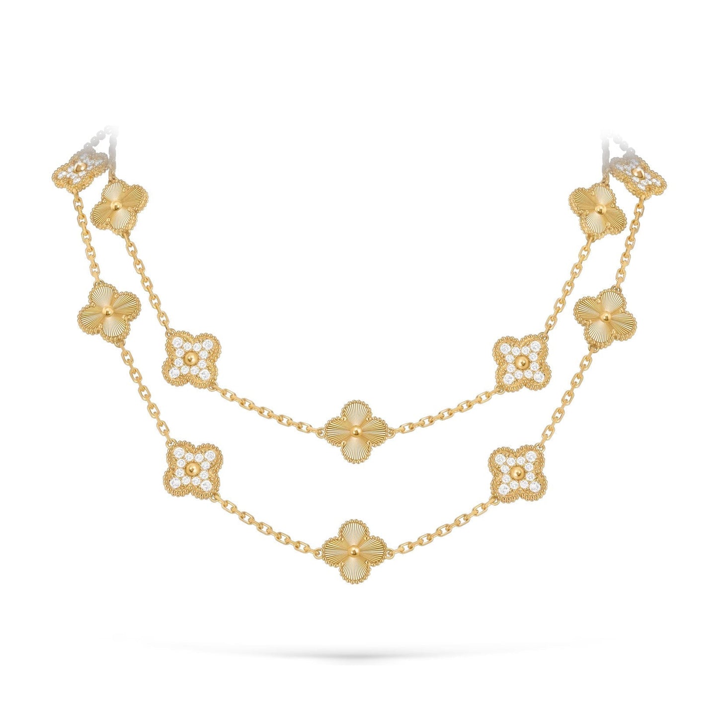 [Garvey]CLASSIC 20-MOTIF LUCKY CLOVER LONG NECKLACE GOLD COLLECTION