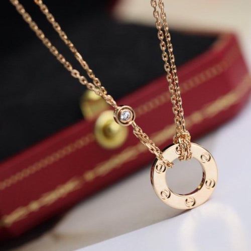 [Garvey ]LOVE NECKLACE ADJUSTABLE ROSE GOLD 2 DIAMOND