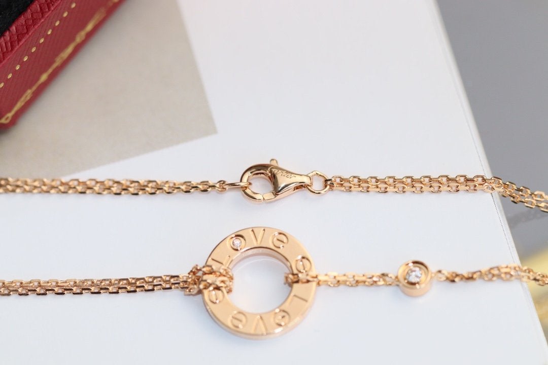 [Garvey ]LOVE NECKLACE ADJUSTABLE ROSE GOLD 2 DIAMOND