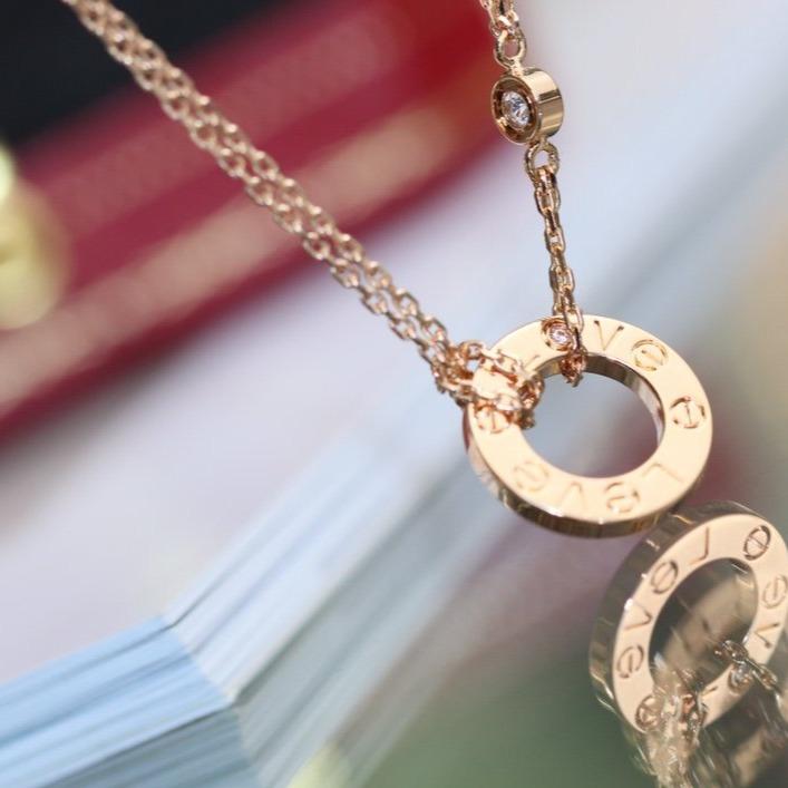 [Garvey ]LOVE NECKLACE ADJUSTABLE ROSE GOLD 2 DIAMOND