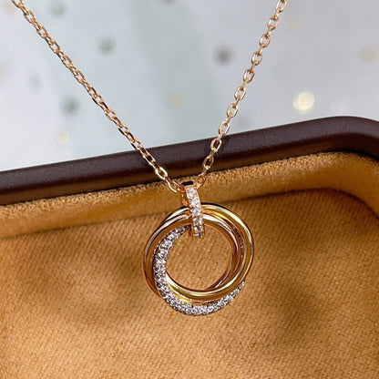[Garvey ]TRINITY NECKLACE SILVER GOLD PINK GOLD DIAMONDS