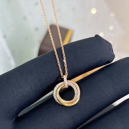 [Garvey ]TRINITY NECKLACE SILVER GOLD PINK GOLD DIAMONDS
