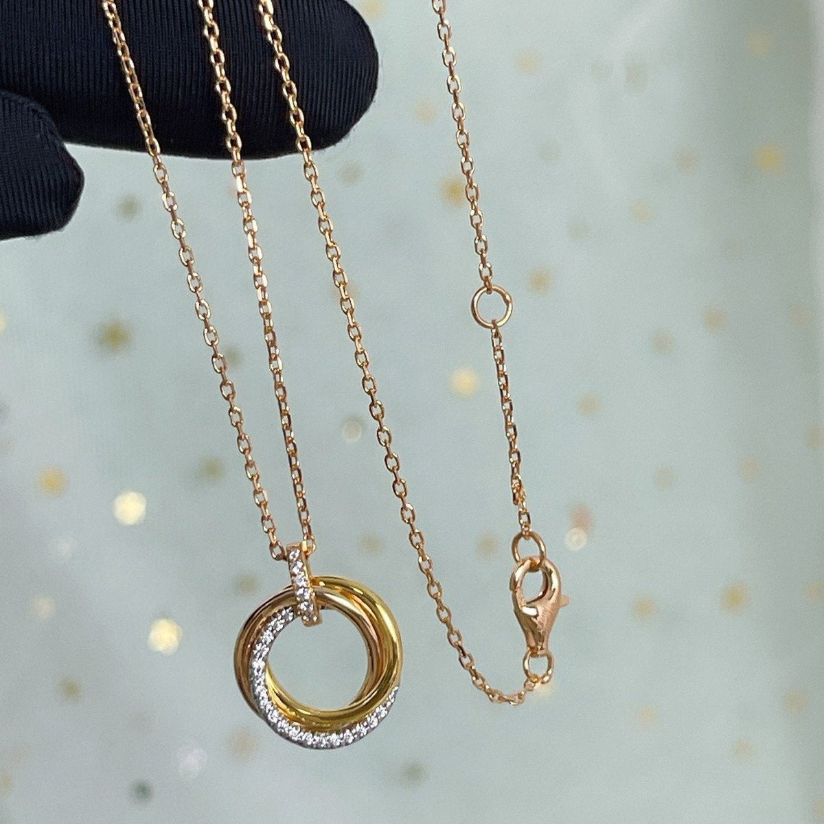 [Garvey ]TRINITY NECKLACE SILVER GOLD PINK GOLD DIAMONDS
