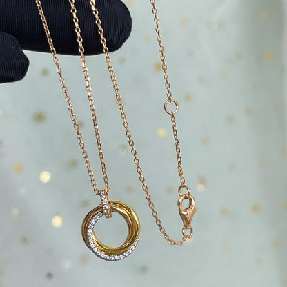 [Garvey ]TRINITY NECKLACE SILVER GOLD PINK GOLD DIAMONDS