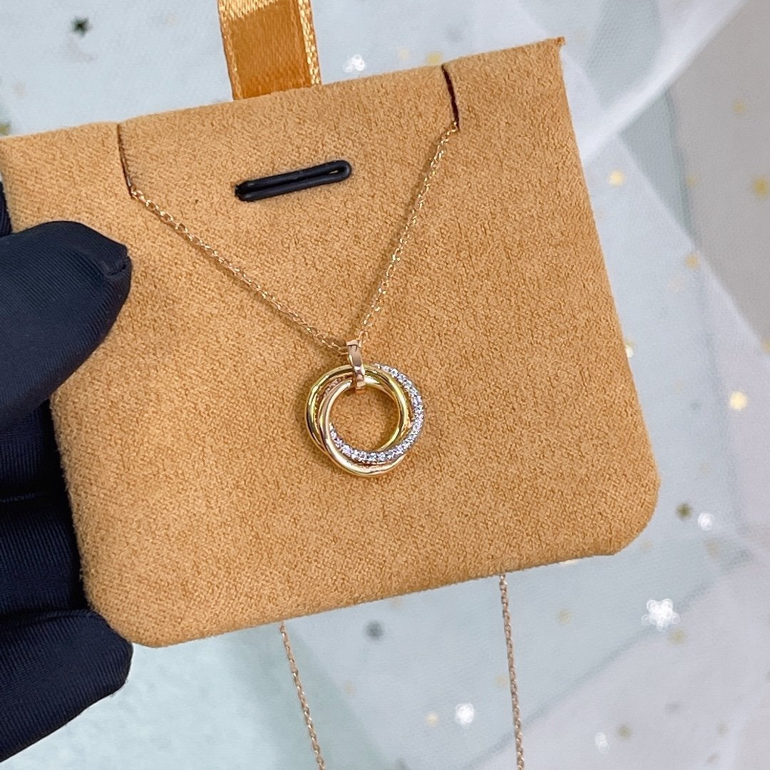 [Garvey ]TRINITY NECKLACE SILVER GOLD PINK GOLD DIAMONDS