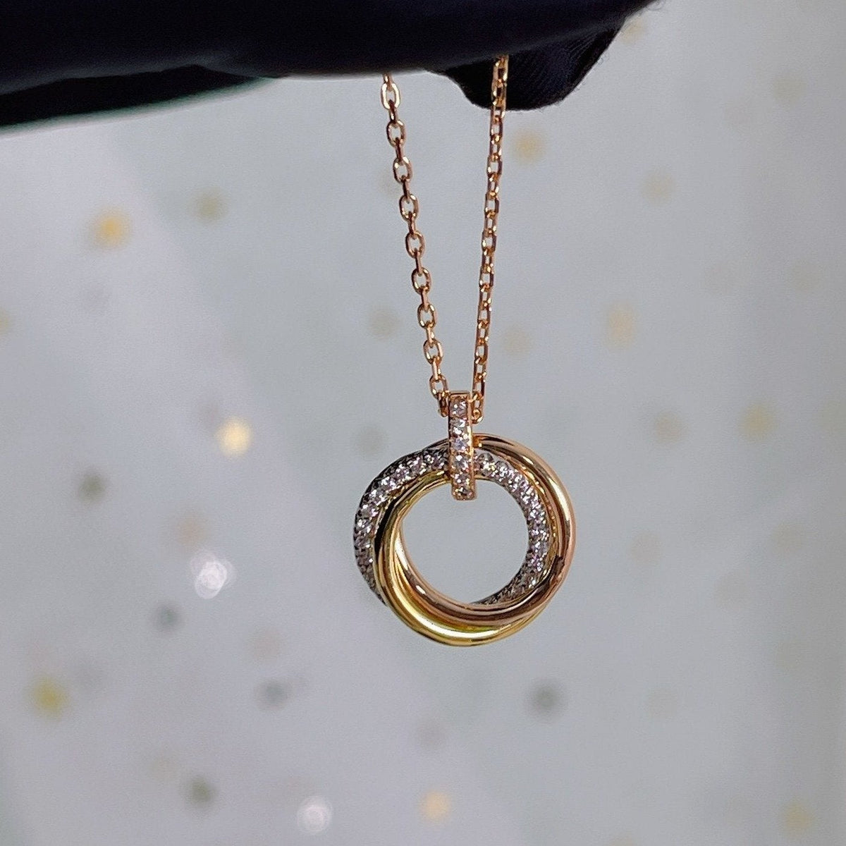 [Garvey ]TRINITY NECKLACE SILVER GOLD PINK GOLD DIAMONDS
