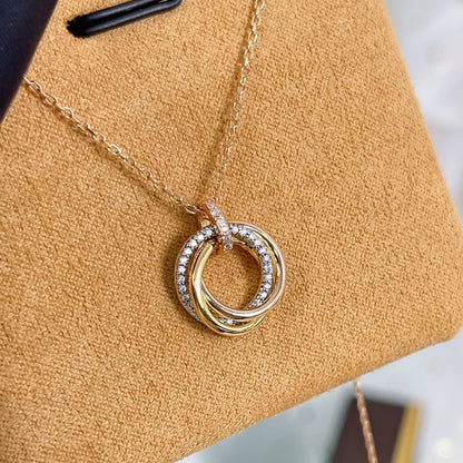 [Garvey ]TRINITY NECKLACE SILVER GOLD PINK GOLD DIAMONDS