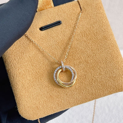 [Garvey ]TRINITY NECKLACE SILVER GOLD PINK GOLD DIAMONDS