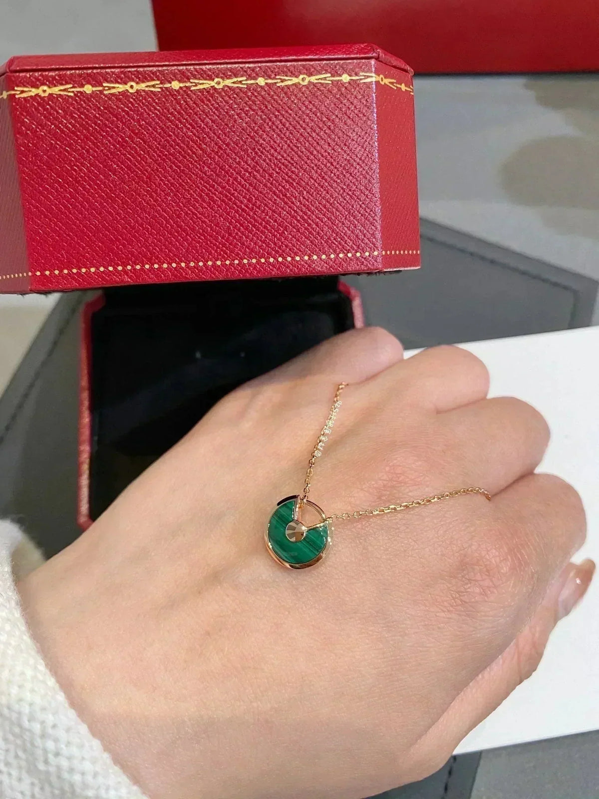 [Garvey ]AMULETTE ROSE GOLD MALACHITE NECKLACE