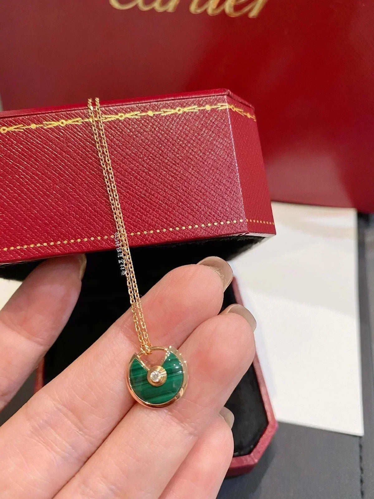 [Garvey ]AMULETTE ROSE GOLD MALACHITE NECKLACE