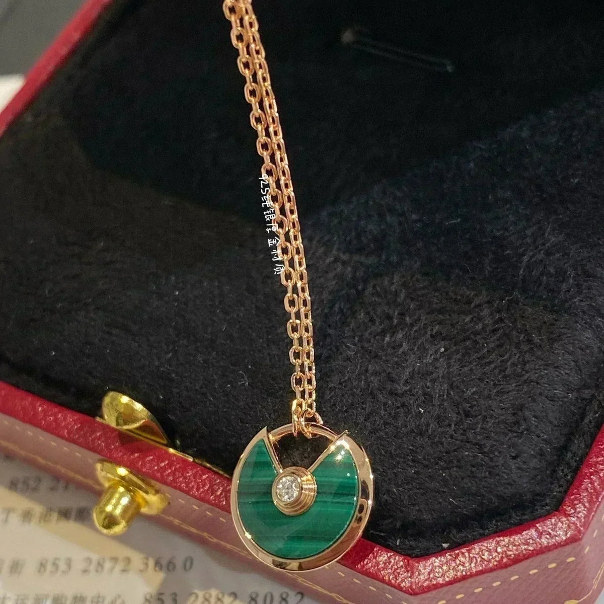 [Garvey ]AMULETTE ROSE GOLD MALACHITE NECKLACE