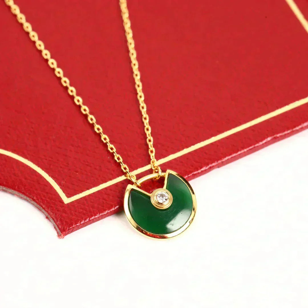 [Garvey ]AMULETTE GOLD MALACHITE NECKLACE