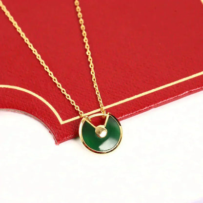 [Garvey ]AMULETTE GOLD MALACHITE NECKLACE