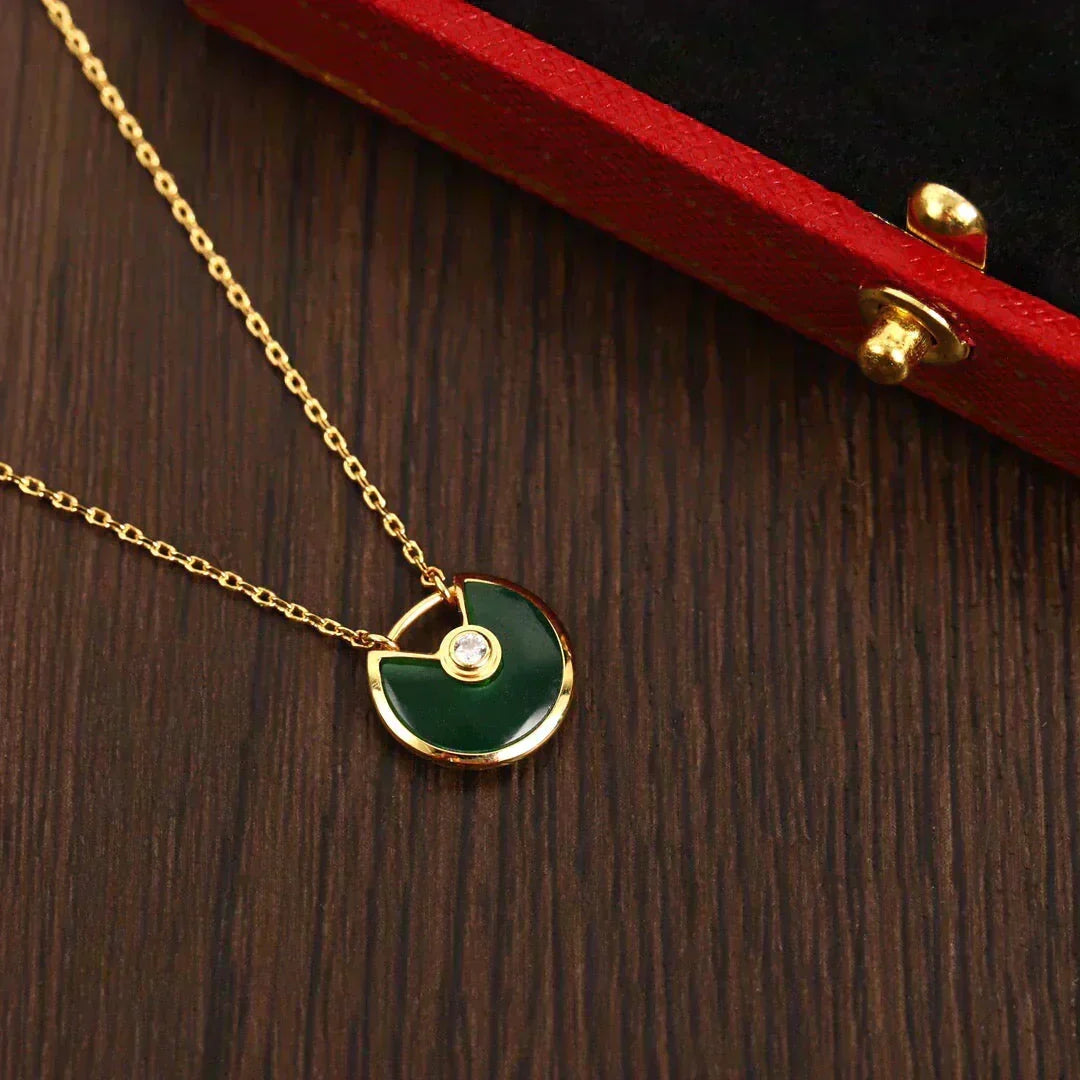 [Garvey ]AMULETTE GOLD MALACHITE NECKLACE