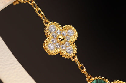 [Garvey ]CLOVER EARRINGS GOLD MALACHITE DIAMOND 3 MOTIF