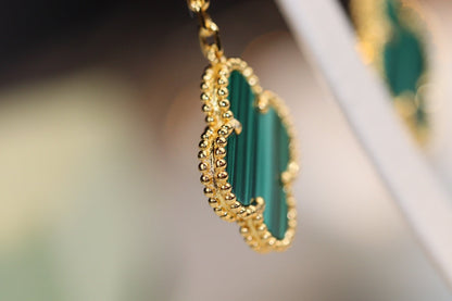 [Garvey ]CLOVER EARRINGS GOLD MALACHITE DIAMOND 3 MOTIF