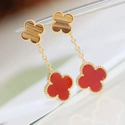 [Garvey ]CLOVER  2 MOTIF  TIGER EYE CARNELIAN EARRINGS